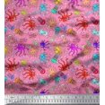 thumbnail image 1 of Soimoi Poly Georgette Fabric Dot,Octopus & Jellyfish Ocean Print Fabric by The Yard 42 Inch Wide, 1 of 3