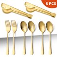 thumbnail image 2 of Ensemble d'Ustensiles de Service en Acier Inoxydable Premium 410 avec Cuillère, Pince à Steak et Fourchettes Multi-Usages – Couverts Résistants à la Rouille et Faciles à Nettoyer pour Repas Décontractés et Fins, Design Doré Élégant, 2 of 6
