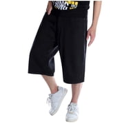 Men's Jeans Men's Hop Oversized Loose Solid Color Bag Sports Casual Jeans Cropped Pants Jeans De Travail Homme Black 34