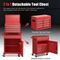 thumbnail image 4 of Costway 5-Drawer Rolling Tool Chest Cabinet Metal Tool Storage Box Lockable with Wheels Red, 4 of 10