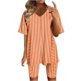 thumbnail image 1 of Blouses pour Femmes, Blouse à Col en V Imprimée pour Femmes, Hauts à Manches Courtes, Shorts, Ensembles de Tenue Décontractée, 1 of 5