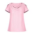 thumbnail image 4 of asjyhkr Womens off Shoulder Tops Summer Short Sleeve Breathable Lightweight Tees Solid Color Tshirts, 4 of 6