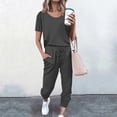 thumbnail image 2 of Timegard Ensembles 2 Pcs pour Femmes Été T-Shirts à Manches Courtes et Pantalons à Cordon avec Poches Ensembles Décontractés Confortables, 2 of 5