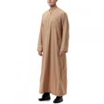 thumbnail image 4 of Men's Dress Robe with Embroidered Pocket Long Sleeve Shirt Traditional Arab Style Prayer Clothing Full-Length Coat and Robe for Men, 4 of 6