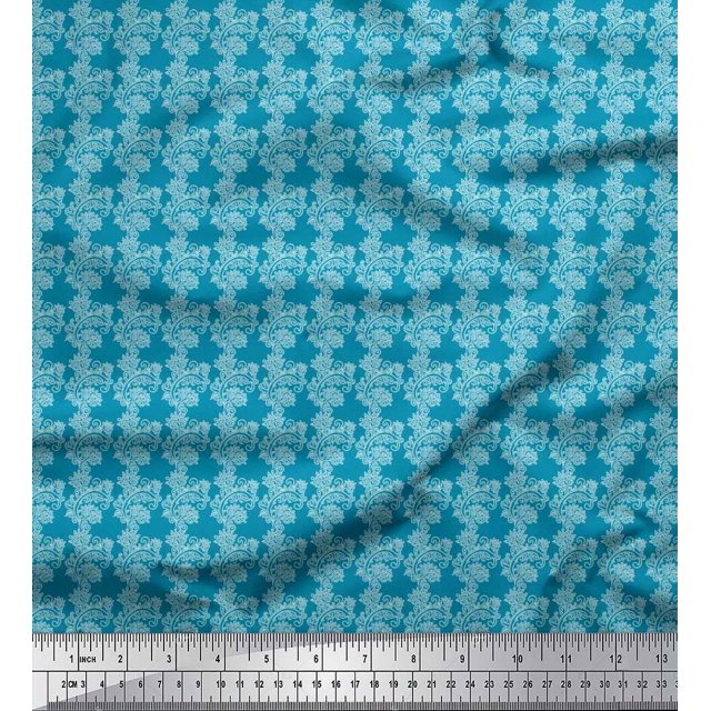Soimoi Rayon Fabric Stencil Floral Printed Fabric 1 Yard 56 Inch Wide