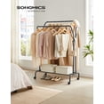 thumbnail image 1 of SONGMICS Clothes Rack, Double-Rod Clothing Rack with Wheels, Heavy-Duty Metal Frame, Garment Rack, 220 lb Max. Total Load, 40.7 inches Wide, Clothes Storage and Display, Black UHSR107B01, 1 of 6