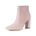 thumbnail image 1 of Unique Bargains Bottines Chelsea à Paillettes pour Femmes à Bout Pointu à Talon Bloc, 1 of 8