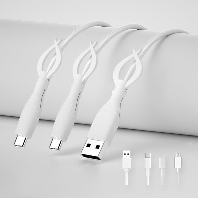 Amzcrzy Silicone Mobile Phone Data Cable Protective Cover Opposition Bend And Break Charging Cable Head Cover Three Piece Set Suitable For Android And Apples Silicone data cable protective sheath