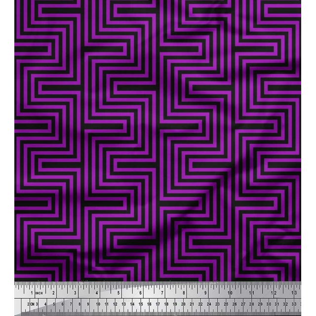 Soimoi Velvet Fabric Square & Spiral Geometric Printed Craft Fabric by the Yard 58 Inch Wide