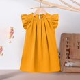 thumbnail image 2 of Milgrthf Robe d'Été Mini à Manches Volantées pour Filles, Ample, Plissée, Mignonne, Ligne A, Évasée, Col Ras du Cou, Robes de Plage pour 0-6 Ans, Jaune, 1 An, 2 of 4