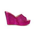 thumbnail image 3 of BLISSFUL STEP Sandales à Talon Compensé à Paillettes pour Femmes, Mules à Plateforme à Bout Ouvert, Rose Vif, 7, 3 of 7