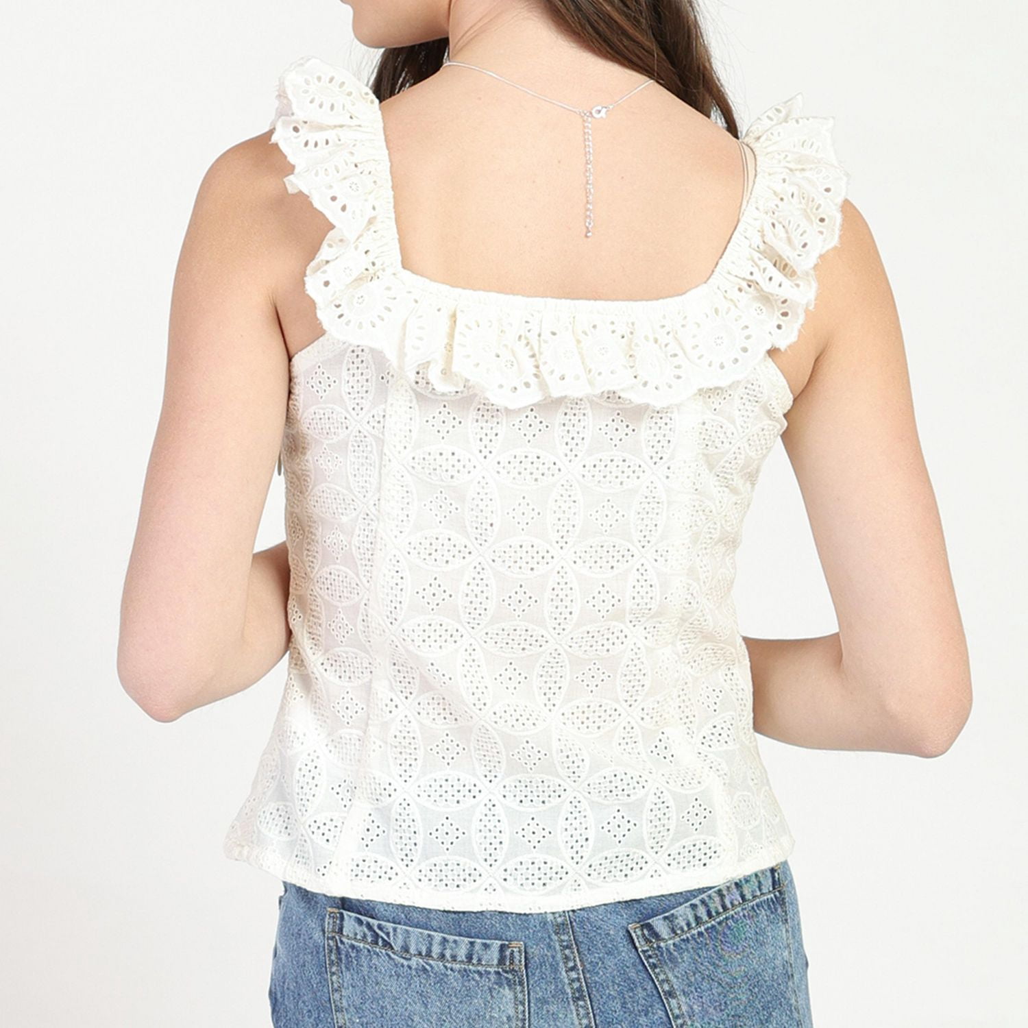 Bloom Girl, Button Front Eyelet Tank, Sizes XS-XL