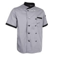 thumbnail image 2 of lionlar Veste de Chef Uniforme à Manches Courtes Manteau de Cuisinier 5 2TG Gris, 2 of 8