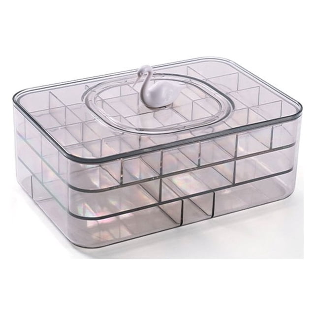 POINTERTECK Boîte de Rangement pour Bijoux Transparente pour Femmes Grande Capacité Boîtes à Bijoux pour Collier Boucles d'Oreilles Élastiques à Cheveux