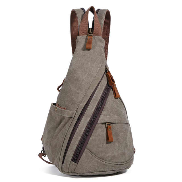 KL928 Canvas Sling Bag Sling Backpack for Men Women Crossbody Shoulder Bag Small Backpack