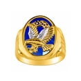 thumbnail image 1 of RYLOS Men's Rings 14K Yellow Gold Ring Designer Patriotic Eagle USA Ring With Diamonds and Blue Quartz Rings For Men Size 12, 1 of 6