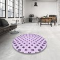 thumbnail image 4 of Ahgly Company Tapis de Zone Rond d'Intérieur Lavable à la Machine, Transitionnel, Fleur Violet Violet, 3 Pieds Rond, 4 of 7