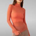 thumbnail image 4 of RXIRUCGD Mode Femmes Manches Longues Confortable Respirant Col Roulé Blouse Chemise Hauts, Rouge, Taille : M, 4 of 6