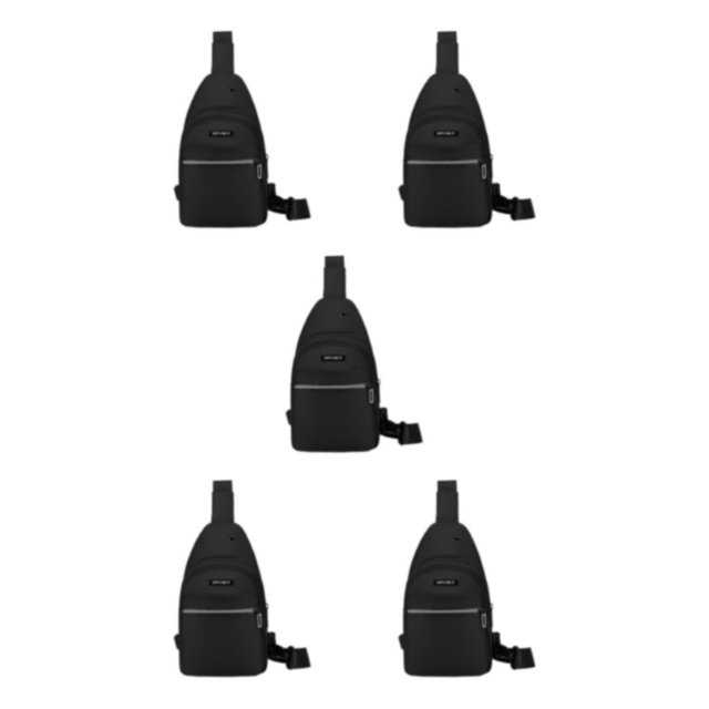 kurtrusly Hands Free No Burden Outdoors Chest Bag Soft Polyster Large Capacity Easy To Carry Chest Bag For Men black 5Set