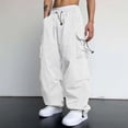 thumbnail image 4 of Mens Casual Waist Color Kitchen Pants Men Sports Hat Multi Woven Mens Sweatpants Cargo Pocket Foot Rope Solid Mens Cargo Pants with Pockets Pants Street Cargo Tie Mens Cargo Pants, 4 of 7
