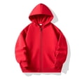 thumbnail image 2 of FAOWME Chandails à Capuche à Manches Longues pour Enfants, Unisexes, Doux, avec Poche, Rouge 2-3 Ans, 2 of 7