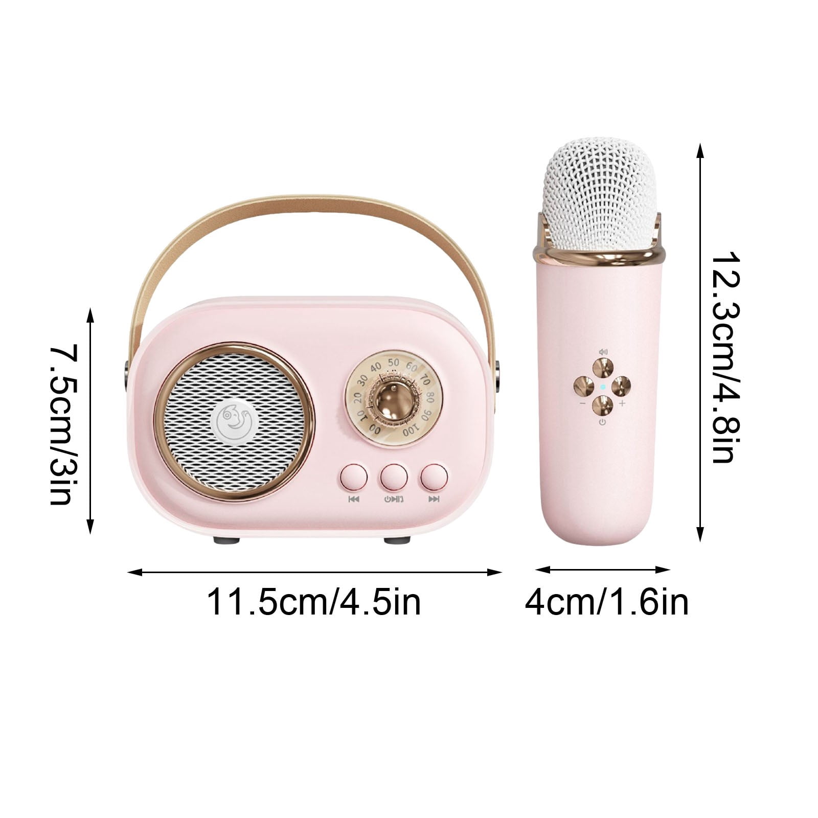 Speakers Bluetooth Wireless, Mini Karaoke Machine with Microphone Set Portable Bluetooth Speakers for Kids and Adults Retro Style
