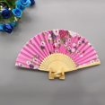 thumbnail image 4 of YAOMOBB Elegant Folding Fan Double Sided Flower Pattern Bamboo Catwalks Lightweight Hand Held Party Props, 4 of 7