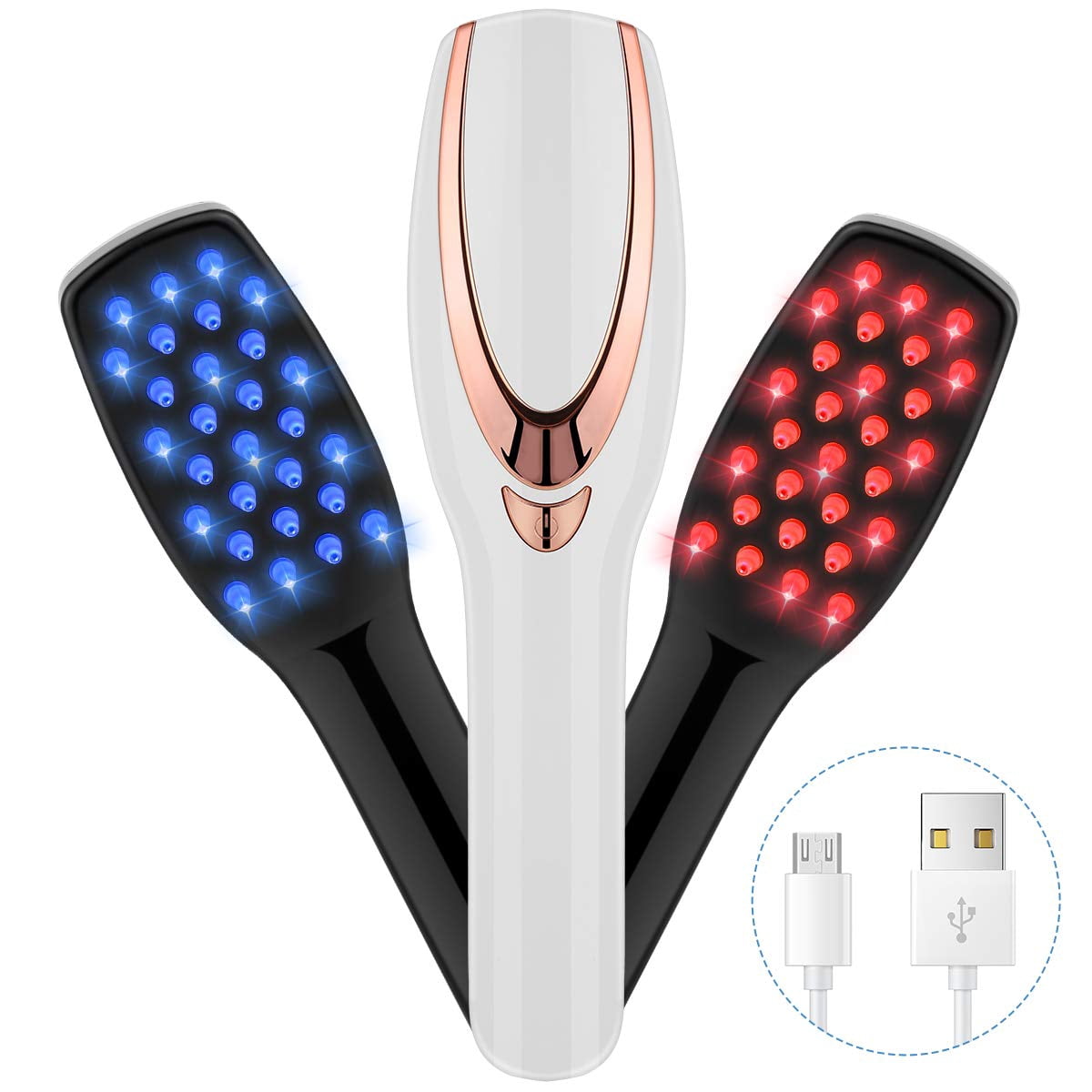 3-IN-1 Phototherapy Scalp Massager Comb for Hair Growth, Anti Hair Loss Head Care Electric Massage Comb Brush with USB Rechargeable, Gift for Women/Men/Friends