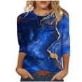 thumbnail image 2 of UPPADA Blouses pour Femmes Grande Taille à Manches 3/4, T-Shirts à Imprimé Floral Teintable, Chemises Décontractées Tendance à Col Rond, Chandails Confortables à Enfiler, Hauts Blouses Mignons d'Été, Hauts pour Femmes à Manches 3/4, Économie, 2 of 5