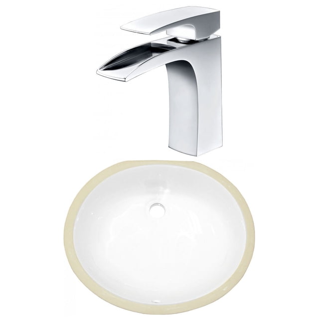 16.5-in. W CSA Oval Bathroom Undermount Sink Set In White - Chrome Hardware AI-23055