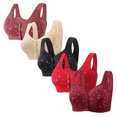 thumbnail image 1 of Plebaso Everyday Bras Pack of 5 for Women Front Closure Button Bras No Underwire Full Coverage Bralettes, 1 of 3