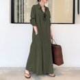 thumbnail image 1 of Bramtres Robes Maxi, Robes de Vacances, Robe Chemise Longue Décontractée pour Femme en Coton et Lin à Boutons avec Poches, Longues Robes, Robe à Manches Longues, Robes Modestes, Robe Verte 2, m, 1 of 4