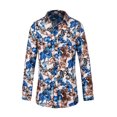 thumbnail image 2 of Innerwin Blouse Lapel Neck Mens Tops Work Long Sleeve Single Breasted Shirts White Butterfly XL, 2 of 3
