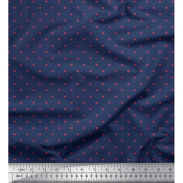 Soimoi Silk Fabric Heart Shirting Print Sewing Fabric Yard 42 Inch Wide