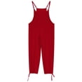 thumbnail image 3 of MIASHUI Combinaisons pour Filles Sans Manches Salopettes Décontractées Enfants Bretelles Spaghetti Combinaison Ample avec Poche, Rouge, 5-6 Ans, 3 of 7