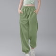 thumbnail image 4 of PMVFHDE Kids Pants Medium And Large Children Casual Girls Solid Color Drawstring Sweatpants,Green,7-8 Years, 4 of 6