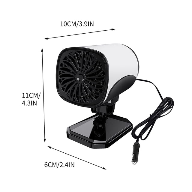 24V Car Heater for Trucks Buses RVs with 360-Degree Adjustable Base Defrost Defog Fast Heating 11 in x 10 in x 6 cm