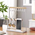 thumbnail image 2 of Robuste et Durable Bijoux Rack Collier Présentoir Fer et Caoutchouc Bois Matériel Dortoir pour la Maison, 2 of 8