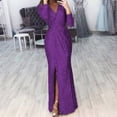 thumbnail image 1 of MesaSe Robe à Paillettes pour Femme à Col en V Profond avec Fente, Manches Longues, Robe de Boîte de Nuit, de Fête et de Soirée pour Femme, Dame, Nouveau, 1 of 2