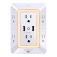 thumbnail image 1 of POWRUI Rallonge à 6 Prises avec 2 Ports USB (2,4 A au Total) et Veilleuse, 1 of 5