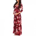 thumbnail image 4 of Woman Print Wrap Maternity Dress Adjustable Belt Multi-function Pregnant Dress, 4 of 9