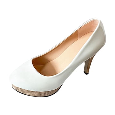 hopeusnice High Heels Shoes for Women Trendy Non-slip PU Materials Summer and Fall Shoes Tapered High heel Soft Pumps Shoes Breathable Women's High Heels Shoes Round toe Dress Shoes White 39