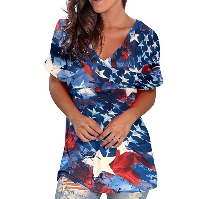 Birdeem Women Crewneck Print Tees Short Sleeve T Shirt Blouse Loose Tops