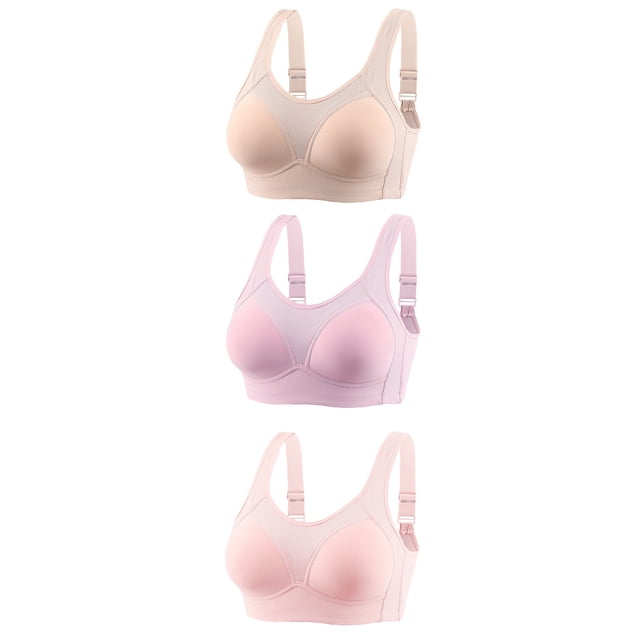 Timegard 3pc Wireless Bras for Women Adjustable Strap High Support Daily Bralette Breathable Comfort