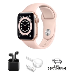 Refurbished Apple Watch Series 6 Aluminum 40mm A2291 (GPS Only, No Cellular) Gold w/ Wireless Earbuds