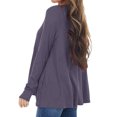 thumbnail image 3 of Women V Neck Buttons Stitched Long Sleeve Irregular Hem Knit Blouse, 3 of 5