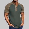 thumbnail image 1 of Weiqiqre Men's Shirts Short Sleeve Cotton Blend Tee Casual Basic Button Summer T-Shirt Tops with Pocket, 1 of 7
