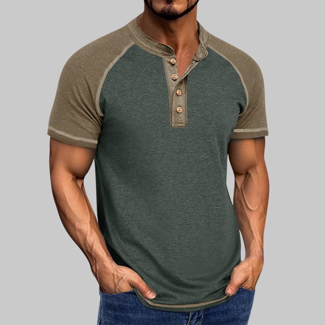 Weiqiqre Men's Shirts Short Sleeve Cotton Blend Tee Casual Basic Button Summer T-Shirt Tops with Pocket