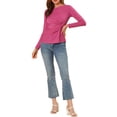 thumbnail image 2 of INSPIRE CHIC Women's Round Neck Front Twist Long Sleeve Blouse Tops, 2 of 5