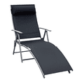 thumbnail image 1 of Outsunny Chaise Longue Inclinable Pliante Robuste et Réglable pour l'Extérieur, Chaise Longue de Patio, Jardin, Plage, à Gravité avec Oreiller, 7 Positions de Dossier Réglables, Noir, 1 of 10